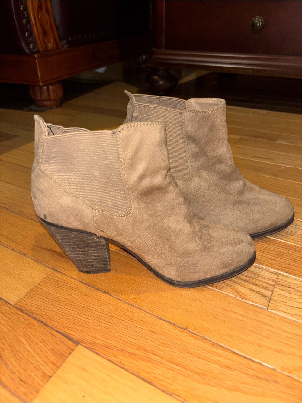 Call It Spring Taupe Suede Chelsea Ankle Boots